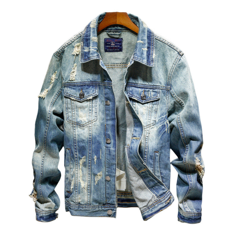 Ripped Washed Denim Jacket