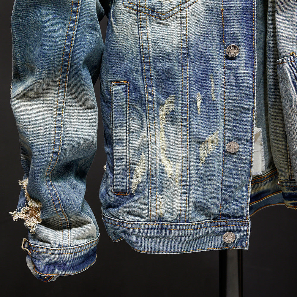 Ripped Washed Denim Jacket