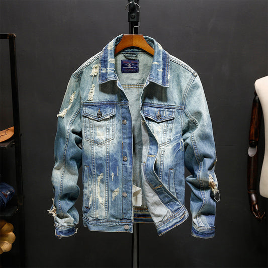 Ripped Washed Denim Jacket