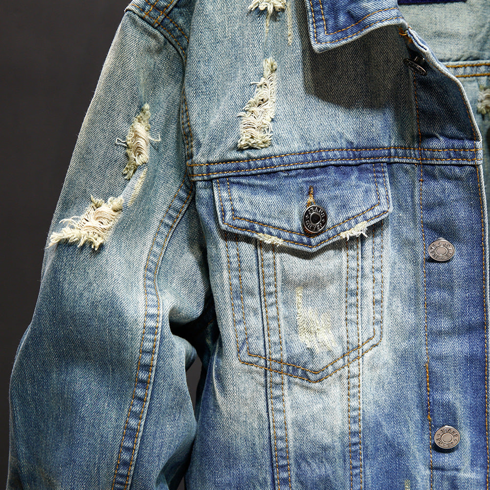 Ripped Washed Denim Jacket