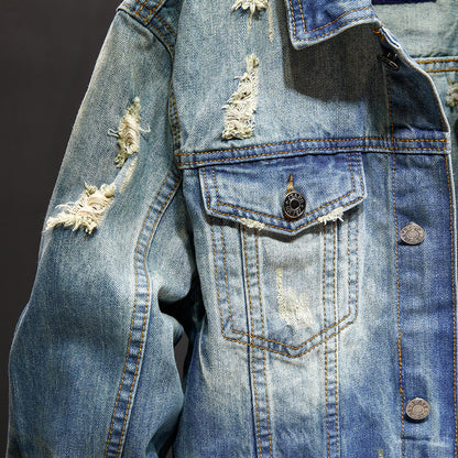 Ripped Washed Denim Jacket