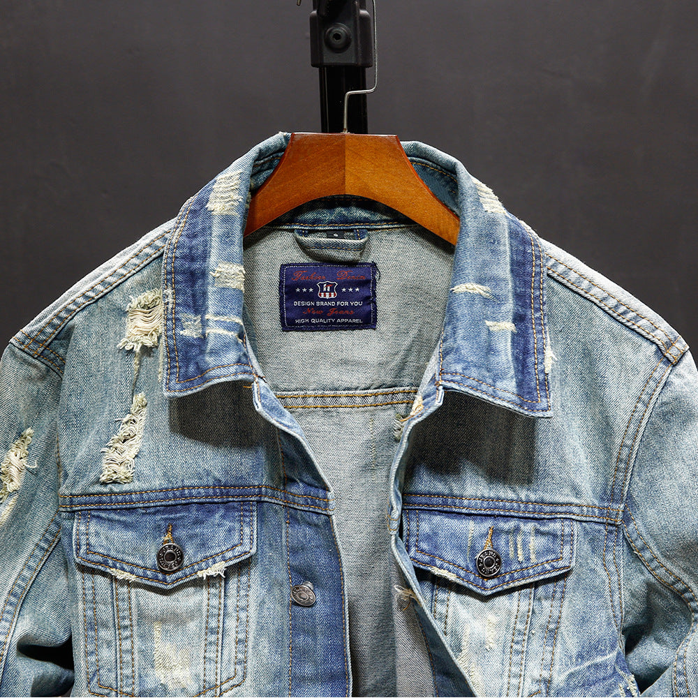 Ripped Washed Denim Jacket