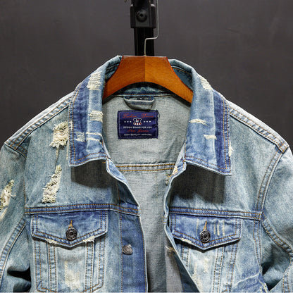 Ripped Washed Denim Jacket